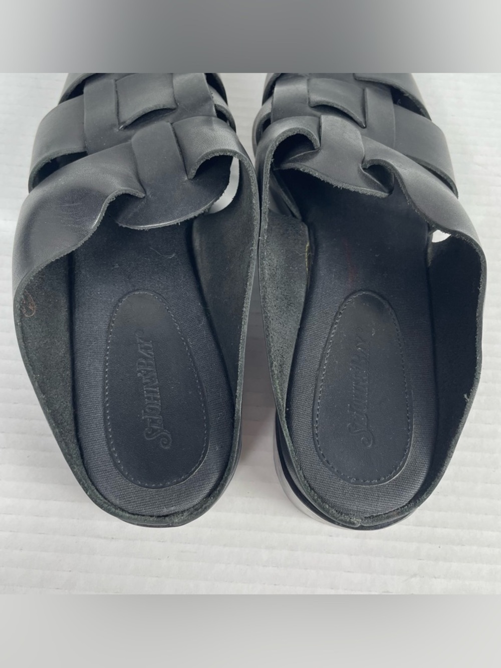 NOT FOR SALE Rare Vintage 90s Fisherman Mules Sandal 10 Black Leather Brazil - Picture 8 of 16